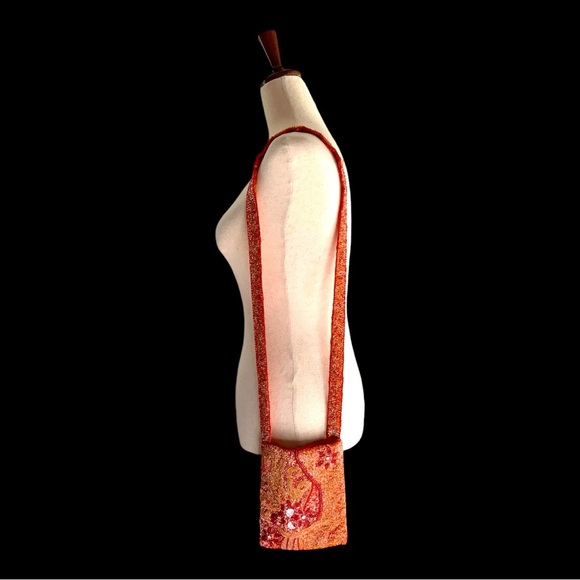 Cache' Multicolored Orange, Red, Gold, & White Beaded Shoulder Bag - Picture 2 of 13